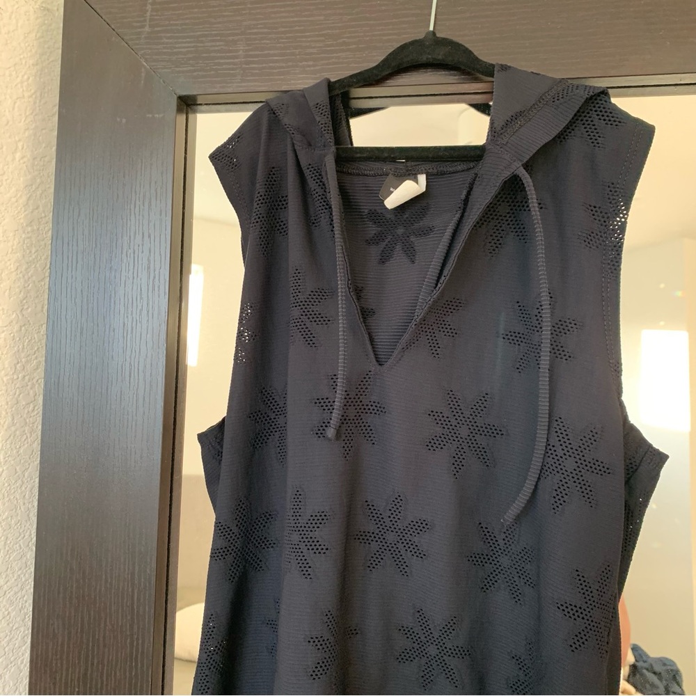Black Beach Coverup With Hood Size Small